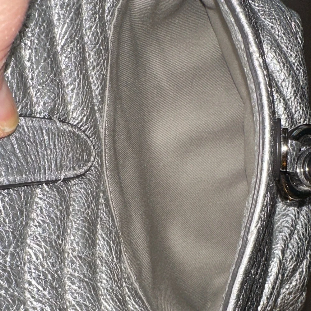 Rebecca Minkoff Edie Crossbody Bucket Bag in Silver Metallic